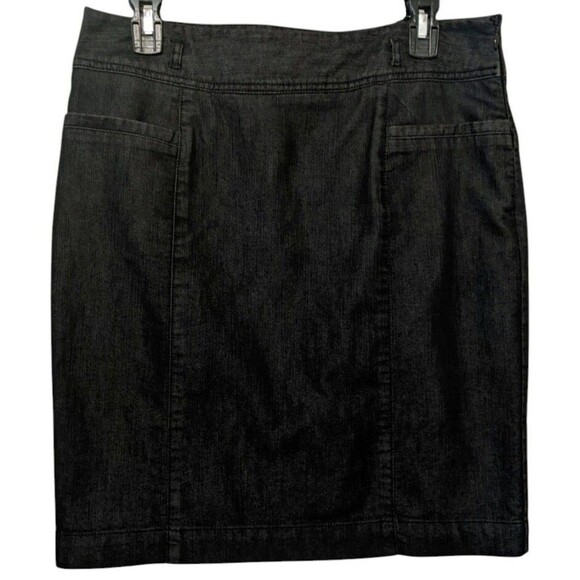 KENNETH COLE Indigo Denim Skirt Knee-length Pockets Belt Loops Wide Waist Sz 8 - Picture 1 of 8
